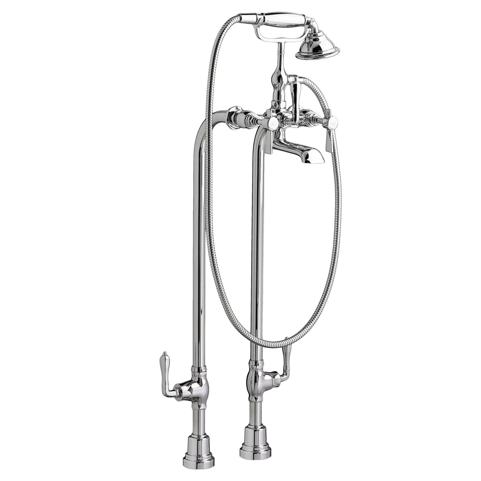 Traditional Floor Mount Bathtub Faucet with Landfair Lever Handles